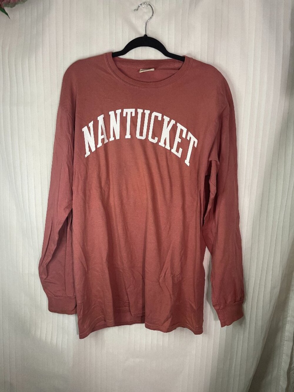 Comfort Colors Nantucket Long Sleeve T-Shirt Large Pink Garment Dyed Cotton